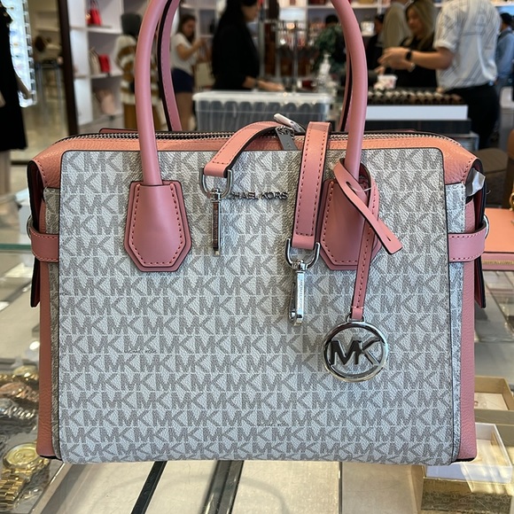 MICHAEL KORS
 Mercer Medium Logo and Leather Belted Satchel
Primrose Multi 
NWT - Picture 5 of 16